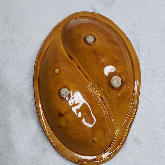 Vintage Marcia California Pottery Ashtray art deco Gold Red Blue Glazed MC 60s - Picture 5 of 7